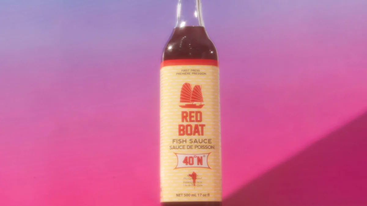 Bottles of fish sauce commonly used in Burmese kitchens