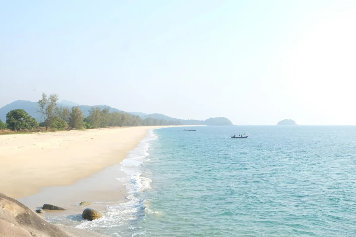 Sandy beach and islands off Dawei in southern Myanmar