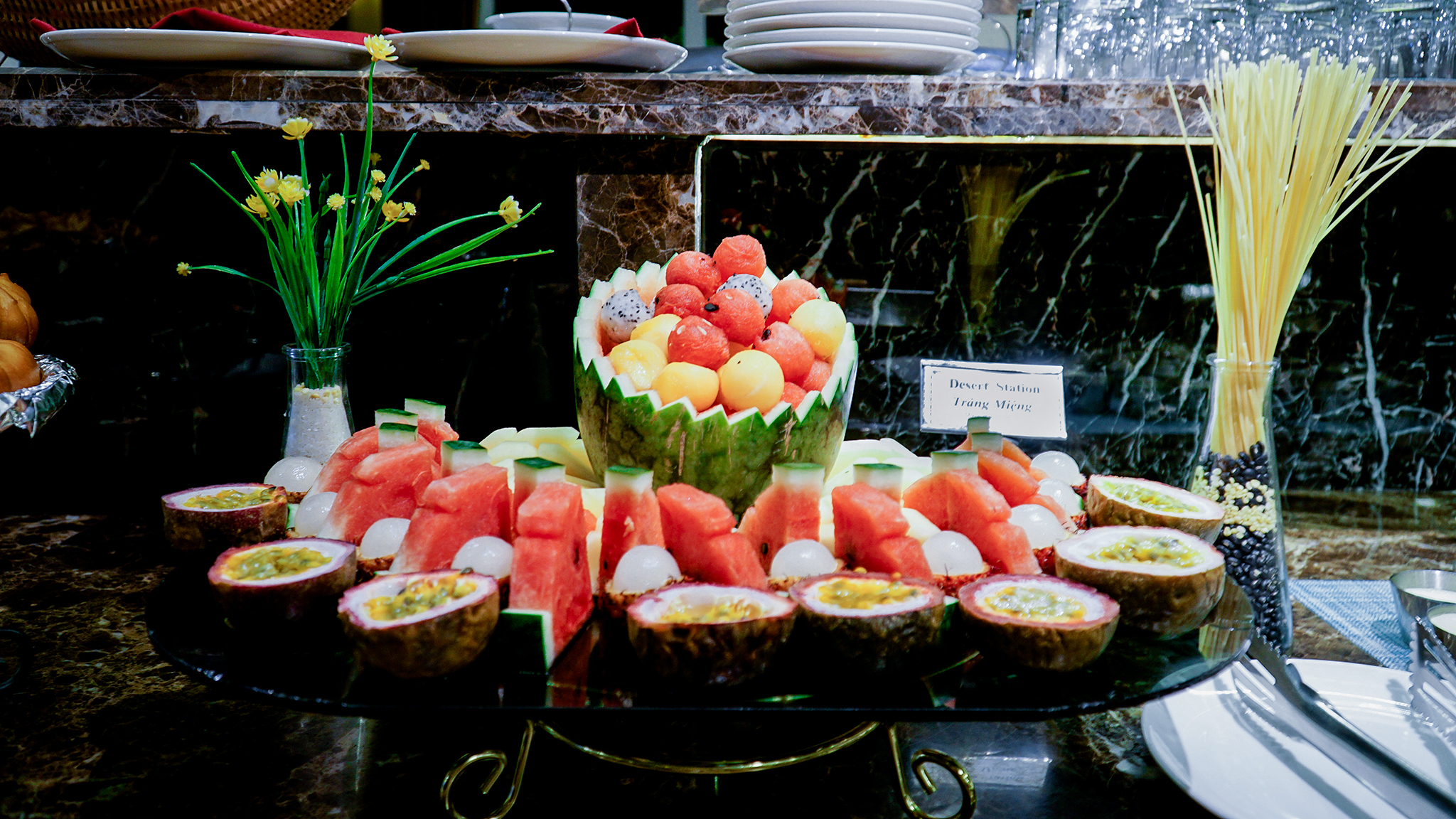 Diverse options of tasty tropical fruits