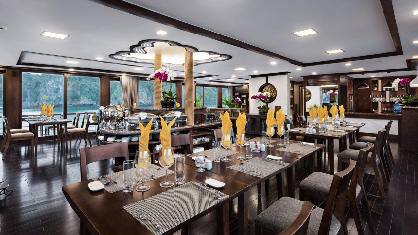Bright space inside restaurant