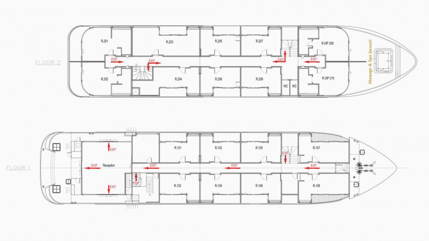 Hermes Cruise Deckplan Deck 2 and Deck 1